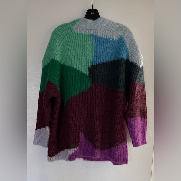 Vince wave-intarsia ribbed-knit cardigan size M/L pre-owned - Picture 6 of 8